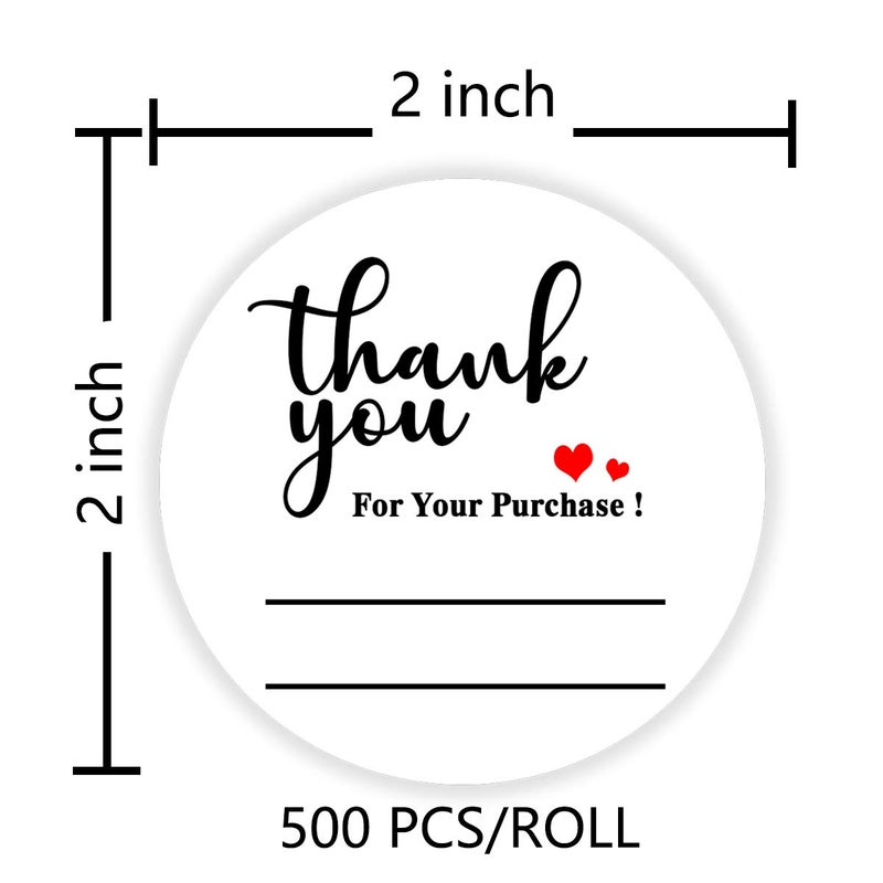 Top label 500 Pcs Thank You for Your Purchase Stickers,2 Inches Thank You Labels with Lines,Writable Stickers for Business,Bakery,Cafe,Boutiques,Packaging - Image 2